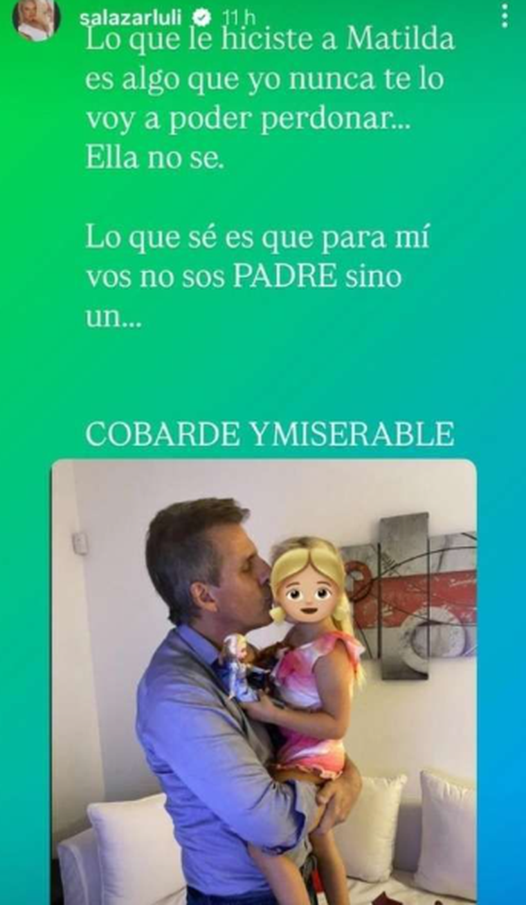 "Cobarde y miserable", la frase que utilizó Luli Salazar para referirse a Martín Redrado. Foto: captura de pantalla Instagram/ @salazarluli. "Cobarde y miserable", la frase que utilizó Luli Salazar para referirse a Martín Redrado. Foto: captura de pantalla Instagram/ @salazarluli.