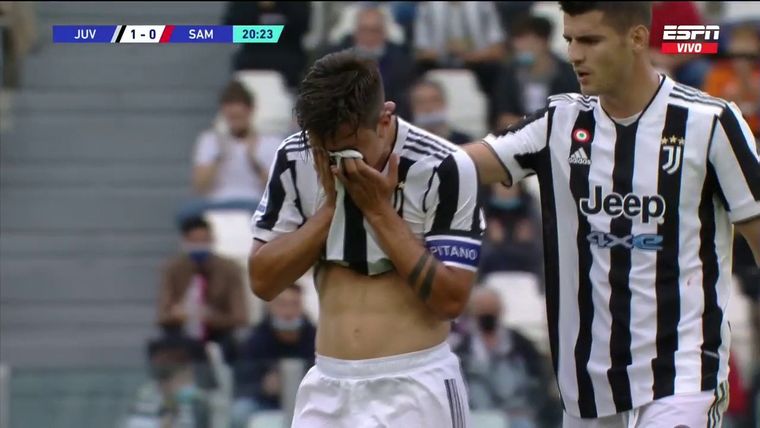 Dybala se fue lesionado. Foto: ESPN