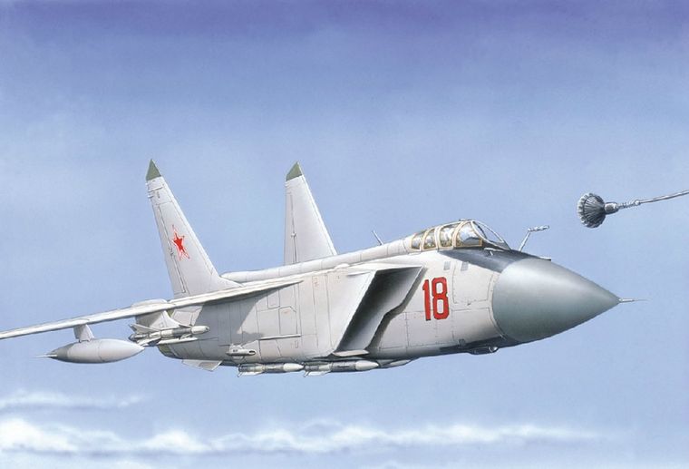 Un avión Mikoyan MiG 31-BM repostando en vuelo Foto: shutterstock.com