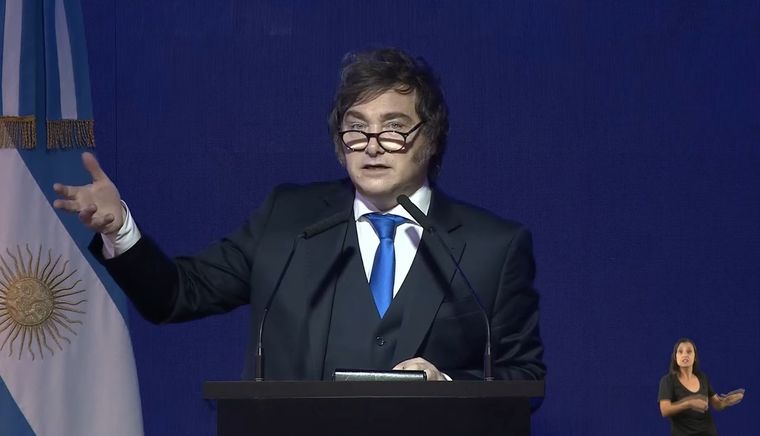 Milei encabezó un evento de una conocida empresa financiera&nbsp;