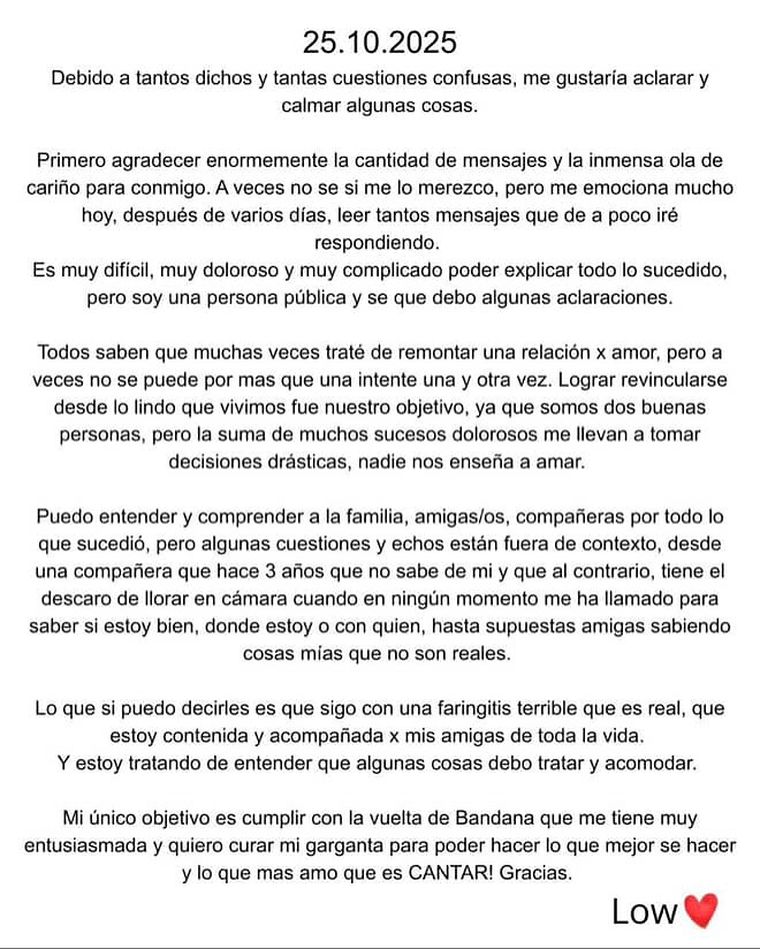 El descargo de Lourdes Fernández. El descargo de Lourdes Fernández.