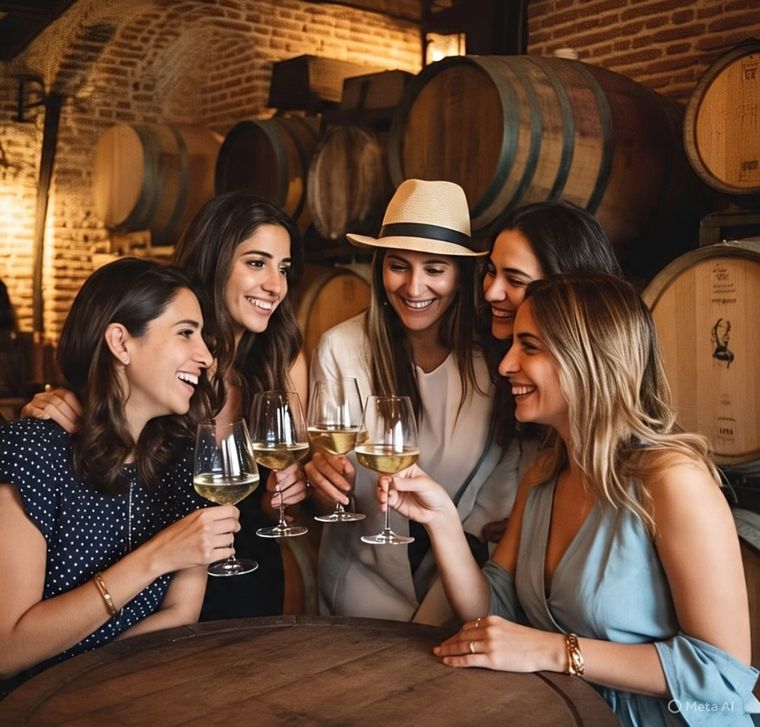 Amigos que disfrutan un Chardonnay: variedad reina de los vinos blancos.