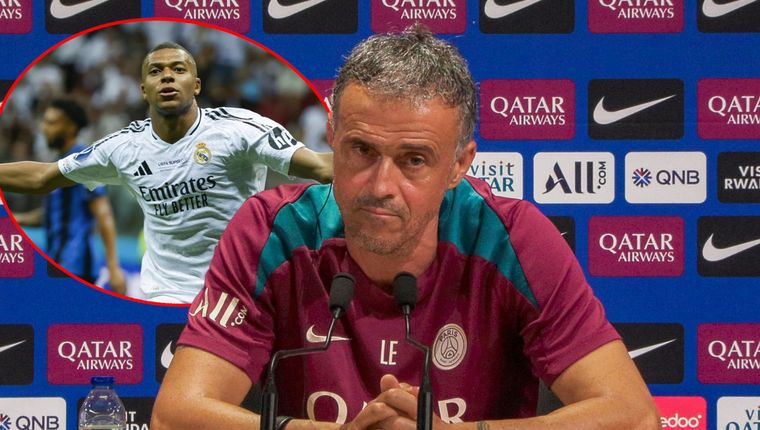 Luis Enrique se mostró muy molesto en conferencia de prensa luego de que le preguntaran por Mbappé. Foto: EFE