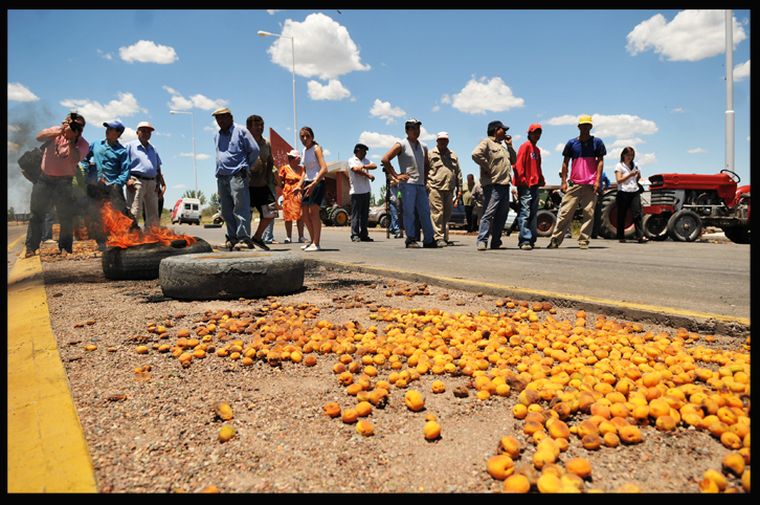 Productores en la protesta realizada en Santa Rosa.