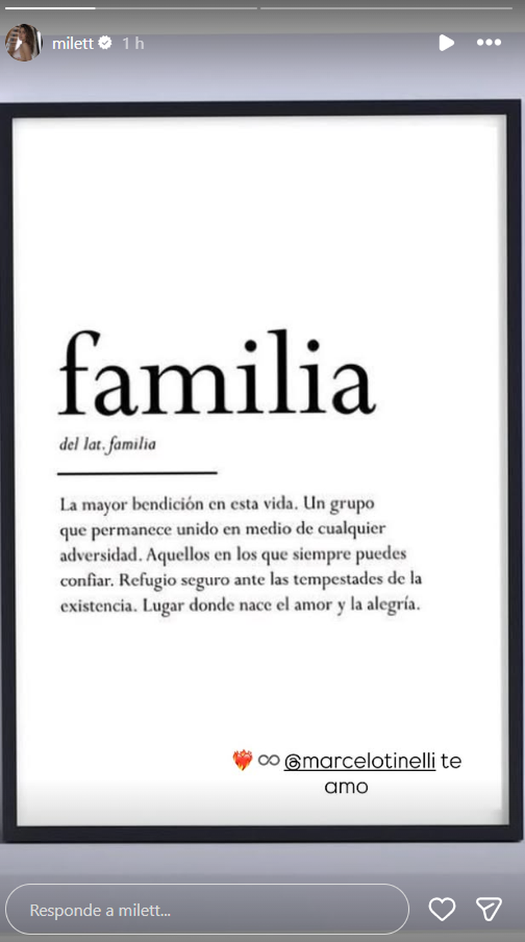 El mensaje de Milett Figueroa a Marcelo Tinelli. Foto: Instagram / @milett. El mensaje de Milett Figueroa a Marcelo Tinelli. Foto: Instagram / @milett.