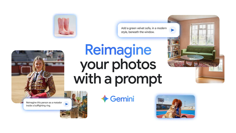 "Reimagina las fotografías con un prompt". "Reimagina las fotografías con un prompt".
