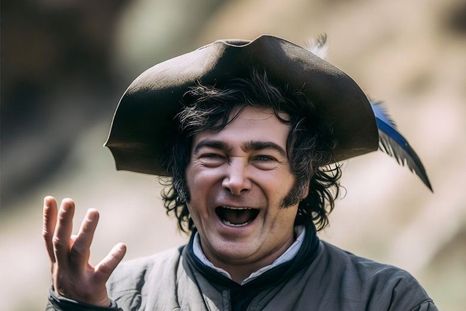 Javier Milei, el inventor de ORO. Imagen creada por I.A. Javier Milei, el inventor de ORO. Imagen creada por I.A.