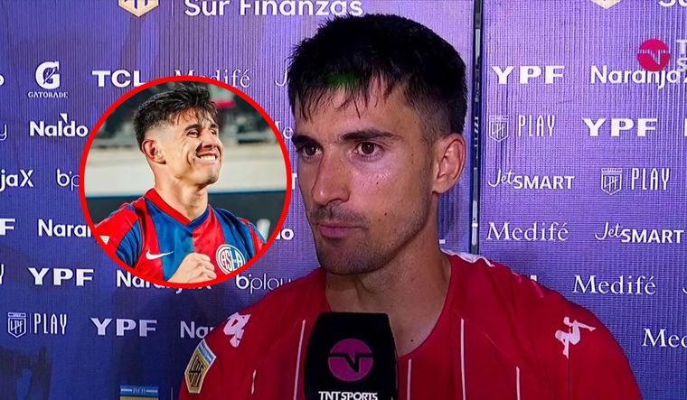 El palazo de Pussetto a Bareiro tras el clásico. Foto: MDZ