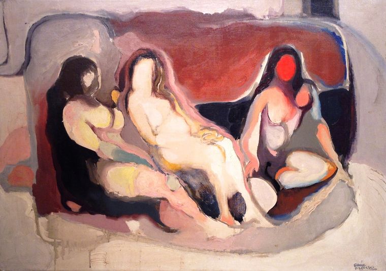 Amigas-amor blanco (óleo, 1969) por Raúl Alonso