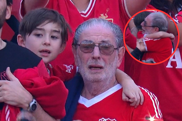 El abuelo Enrique y su nieto, protagonistas del abrazo del año en la cancha de Independiente