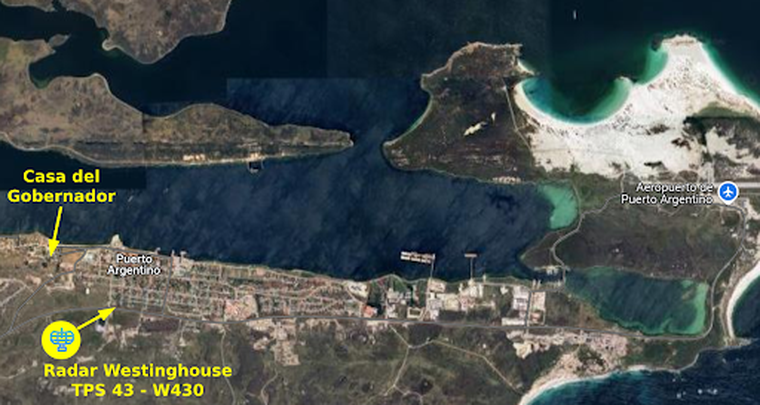 Ubicación del radar al sur de Puerto Argentino. Ubicación del radar al sur de Puerto Argentino.