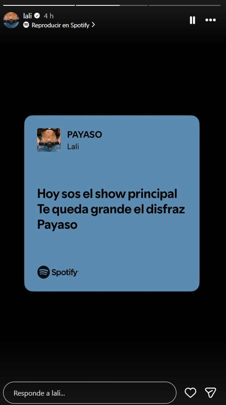 La reacción de Lali Espósito por el show de Javier Milei. La reacción de Lali Espósito por el show de Javier Milei.