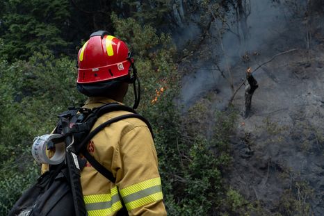 El viento complica el combate del incendio en el Parque Nacional Los Alerces, El viento complica el combate del incendio en el Parque Nacional Los Alerces,