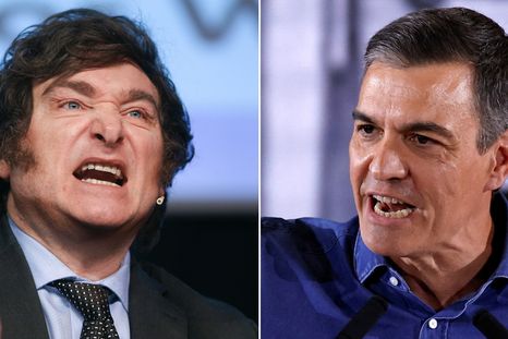 Javier Milei volvió a cuestionar al presidente del Gobierno de España, Pedro Sánchez. Javier Milei volvió a cuestionar al presidente del Gobierno de España, Pedro Sánchez.