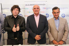 Rosales, Espert y Milei, juntos.&nbsp;