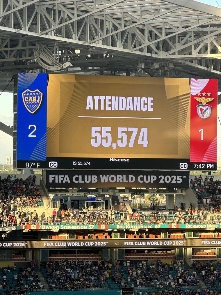 Las personas que asistieron al Hard Rock Stadium para ver Boca-Benfica. Las personas que asistieron al Hard Rock Stadium para ver Boca-Benfica.