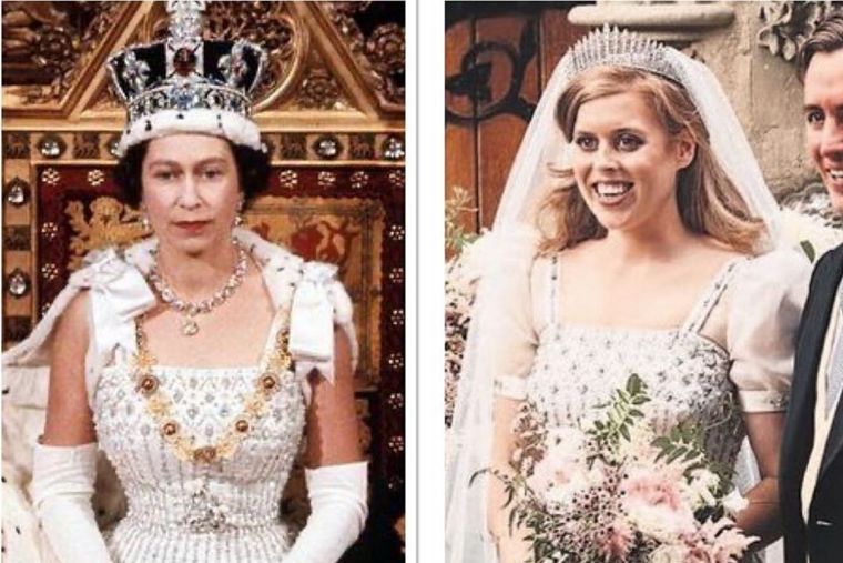 Princesa Beatriz, reina Isabel II, vestido