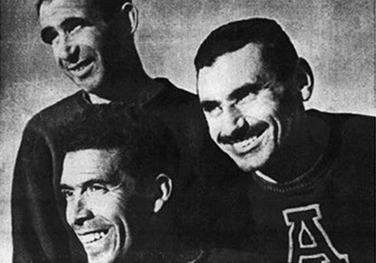 El mítico Delfo Cabrera a la derecha. Abajo, el mendocino Guiñez. Arriba Sensini.