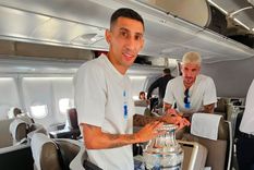 Ángel Di María y Rodrigo De Paul son dos de los jugadores que regresan a la Argentina con la Copa América. Foto: @Aerolineas_AR