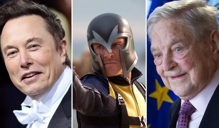 Elon Musk, Magneto y George Soros Musk, Magneto y Soros, protagonistas de este hilo en Twitter. Foto: Afp.