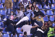 Un aficionado de Pumas patea a una mujer en la tribuna Foto: publicada en El Universal