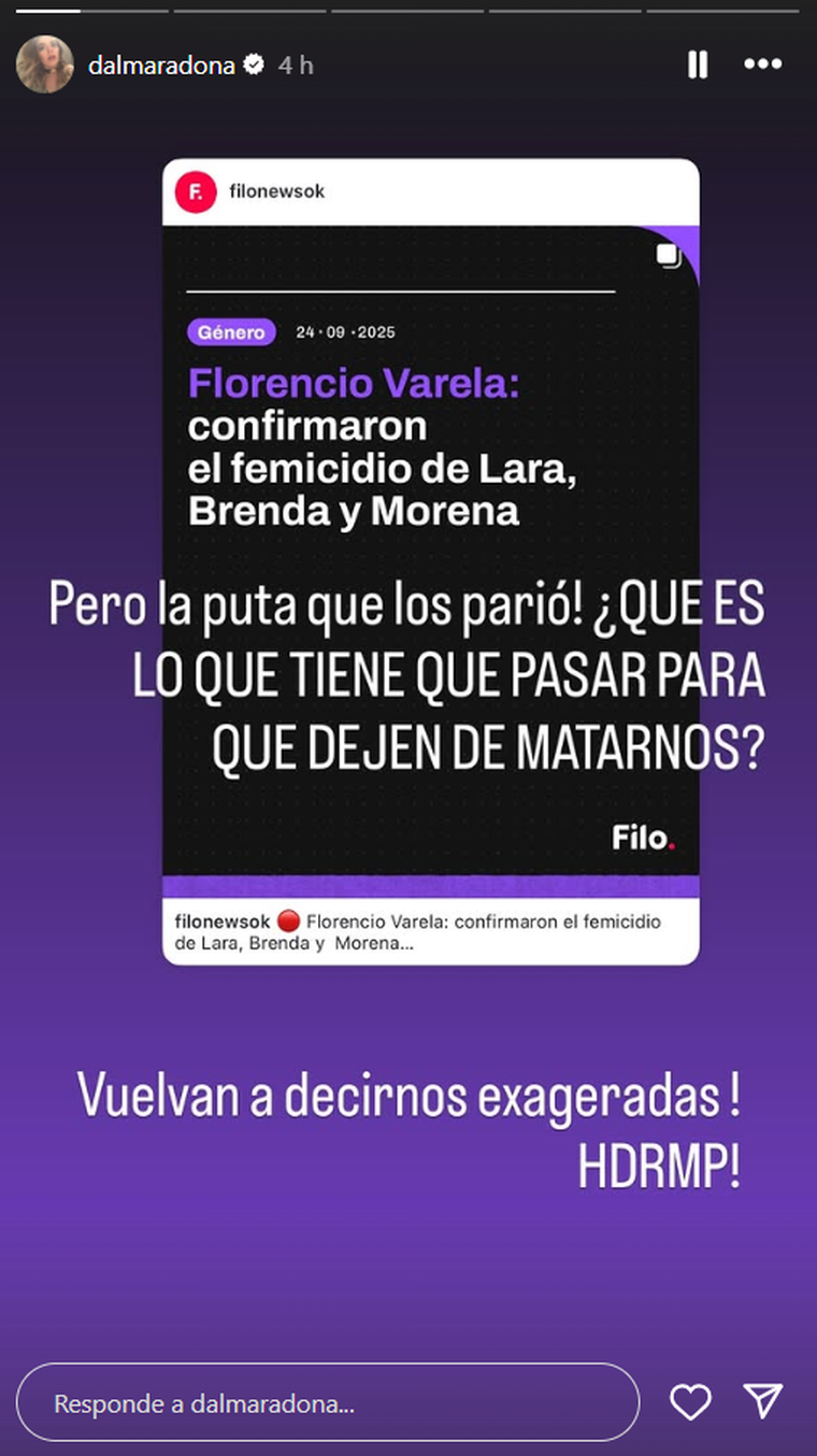 La publicación de Dalma Maradona. La publicación de Dalma Maradona.