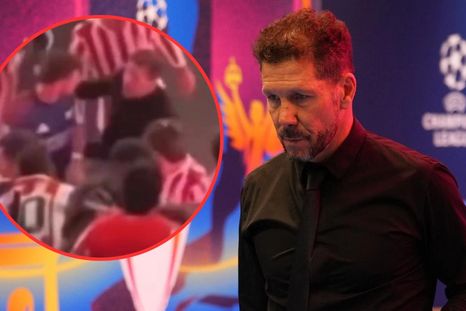 Simeone cruce con Ben White. Foto: Liga de Campeones y video MARCA Simeone cruce con Ben White. Foto: Liga de Campeones y video MARCA