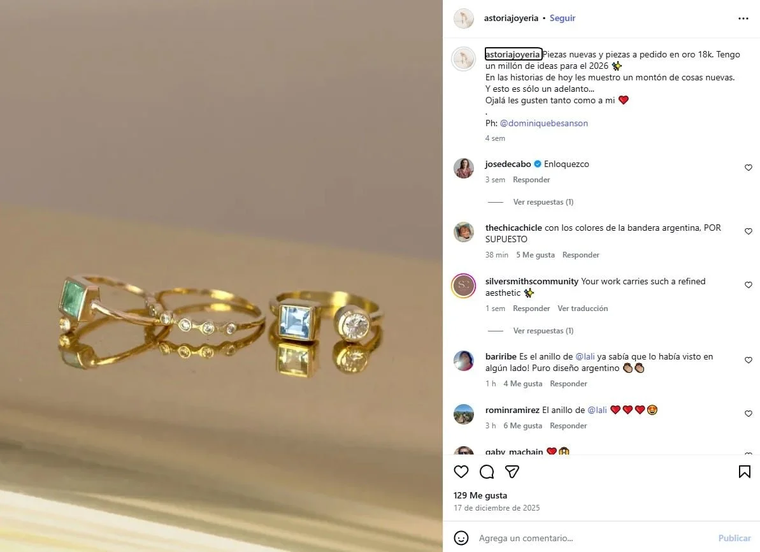 El anillo de Lali. Créditos: Instagram El anillo de Lali. Créditos: Instagram