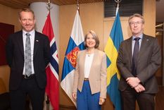 Halvor Sætre, embajador de Noruega; Nicola Lindertz, embajadora de Finlandia; y Torsten Ericsson, embajador de Suecia. Foto: Prensa Embajada de Noruega Halvor Sætre, embajador de Noruega; Nicola Lindertz, embajadora de Finlandia; y Torsten Ericsson, embajador de Suecia. Foto: Prensa Embajada de Noruega