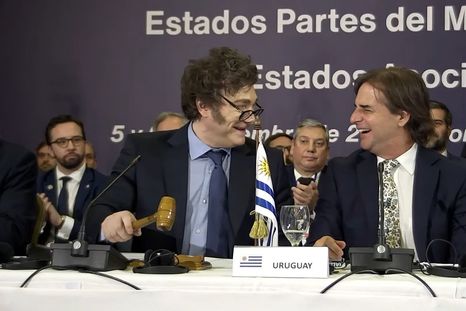 Luis Lacalle Pou y Javier Milei Foto: Noticias Argentinas