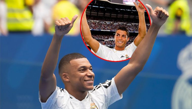 Las presentaciones de Mbappé y Cristiano Ronaldo en el Real Madrid fueron casi idénticas. Foto: @RealMadrid
