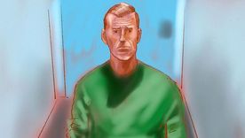 Un dibujo de la presentación ante el tribunal del militar australiano retirado Ben Roberts-Smith.