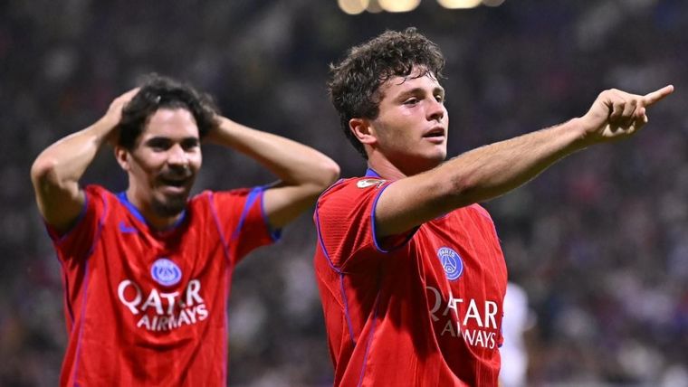 Vitinha no lo puede creer: Joao Neves y una noche mágica con tres golazos en la goleada del PSG ante Tolouse.