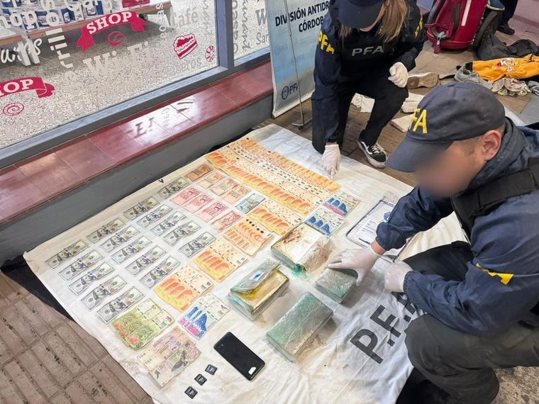 Drogas y dinero en efectivo fueron incautados en los operativos Foto: Policía Federal Argentina