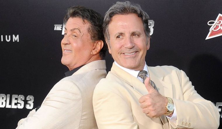 Sylvester Stallone y su hermano Frank en la premiere de Los indestructibles 3, en 2014.