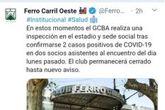 coronavirus: el tuit falso que genero panico en un club del futbol argentino