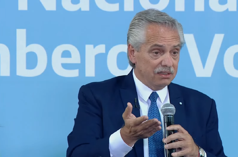 El presidente Alberto Fernández durante el acto en Avellaneda Foto: Captura de Pantalla