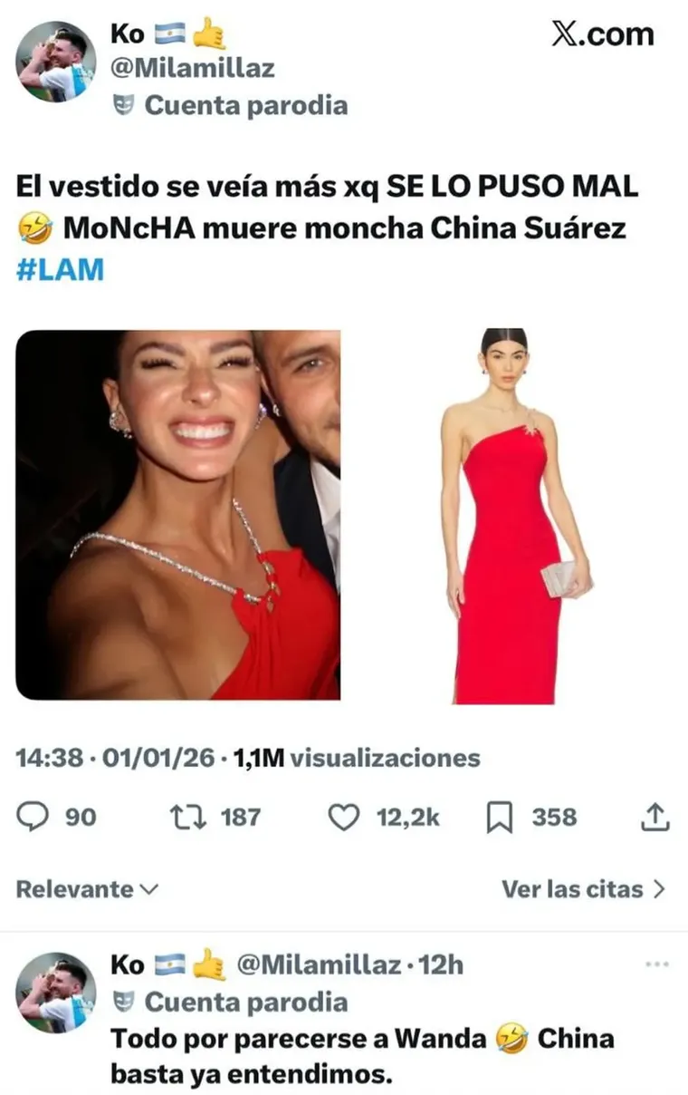 El posteo viral en X que tildó de "moncha" a la actriz por el supuesto mal calce de la prenda. El posteo viral en X que tildó de "moncha" a la actriz por el supuesto mal calce de la prenda.
