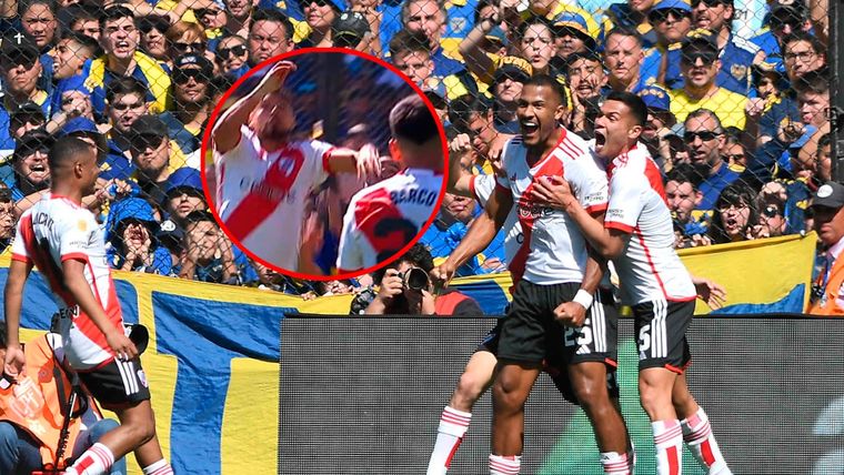 El primer gol de River a Boca contuvo una polémica: ¿por qué no cobraron falta sobre Weigandt? Foto: Télam
