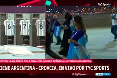 Antonela Roccuzzo y la familia de Messi, presente en el estadio para ver la semifinal Argentina - Croacia.