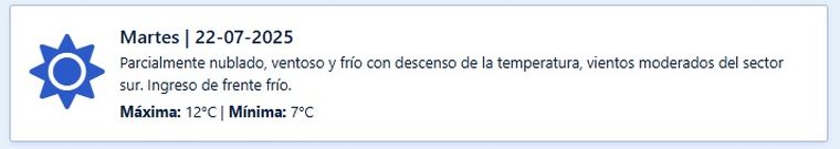 Desde Contingencias Climáticas anuncian el ingreso de un frente frío para el próximo martes Desde Contingencias Climáticas anuncian el ingreso de un frente frío para el próximo martes