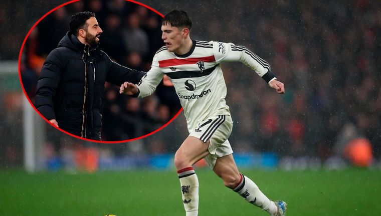 El pedido de Amorim a Garnacho de cara al clásico frente al City. Foto: EFE