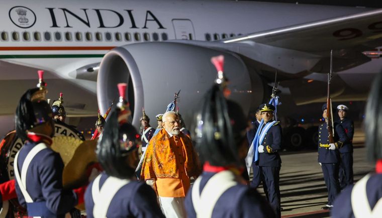 El presidente Javier Milei recibió al primer ministro de la India, Narendra Modi, este sábado en la Casa Rosada.