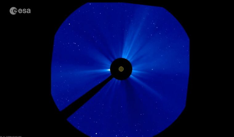 La tormenta solar captada por la Agencia Espacial Europea. Foto Dpa La tormenta solar captada por la Agencia Espacial Europea. Foto Dpa