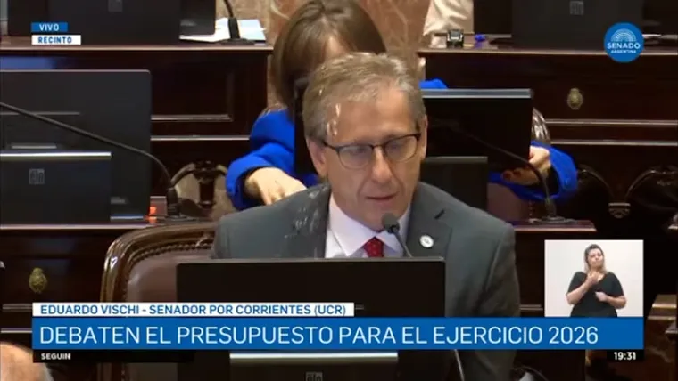El senador Eduardo Vischi fue interrumpido cuando hablaba en el debate por el Presupuesto 2026. El senador Eduardo Vischi fue interrumpido cuando hablaba en el debate por el Presupuesto 2026.