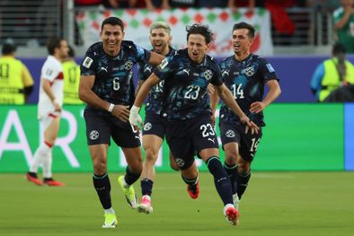 MDZol | Matías Galarza Fonda, mediocampista de Paraguay, festeja su tempranero gol a Turquía