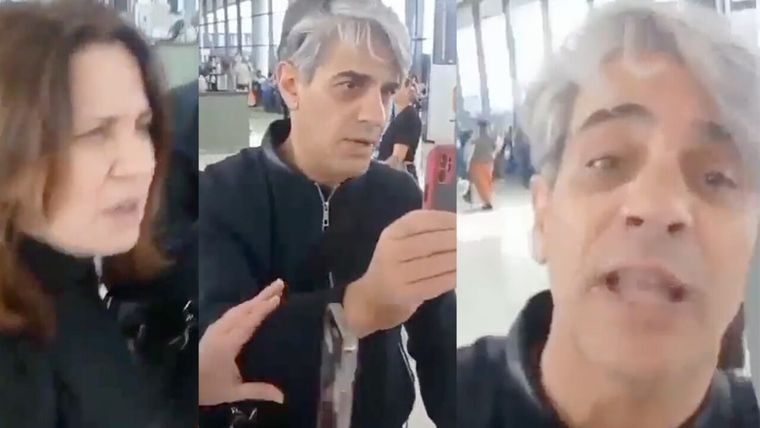 Pablo Echarri y Nancy Dupláa fueron increpados por un grupo de personas en un aeropuerto Foto: Captura video