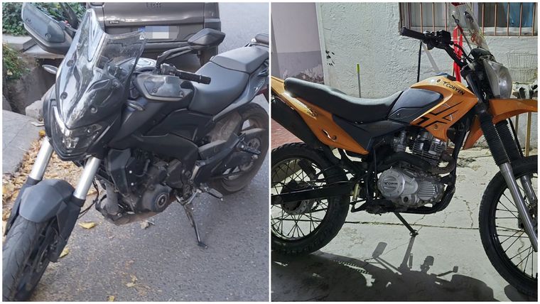 Las dos motos recuperadas por los policías de la UEP Las Heras. Foto: Gentileza.