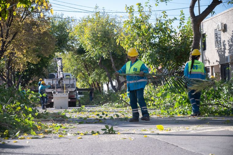 Se solicita a los vecinos tomar precauciones al transitar por la zona afectada, así como a colaborar en mantener despejadas las calles y veredas para facilitar el labor. Foto: Ciudad de Mendoza