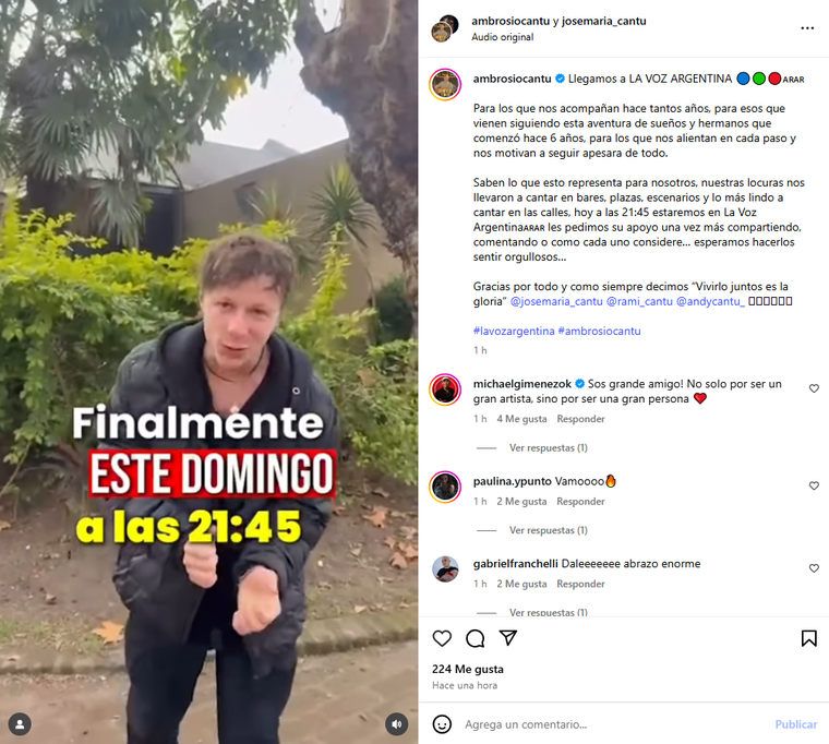 La publicación de Ambrosio Cantú. Foto: captura de pantalla Instagram/ @ambrosiocantu. La publicación de Ambrosio Cantú. Foto: captura de pantalla Instagram/ @ambrosiocantu.